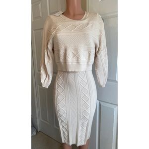 Anthropologie current air  NWT sweater dress knit cabled size medium petite